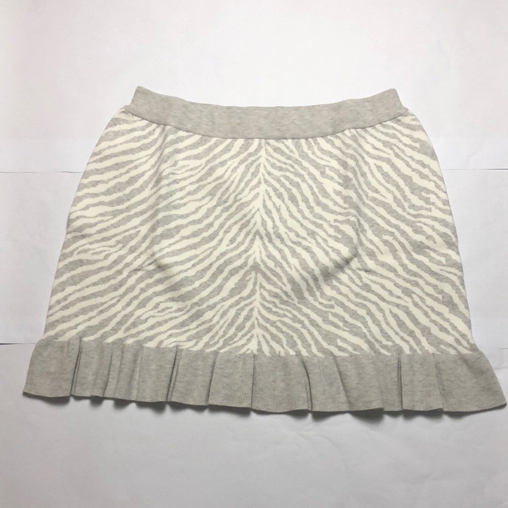 💚 2X 💚 NWT Anthro Skirt Zebra Mini Ruffled Hem Knit Plus Size